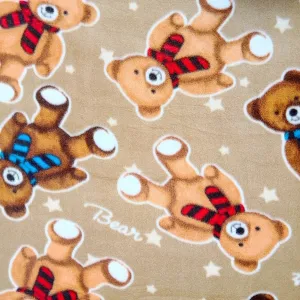 Printed Polar Fleece Teddy Bear Beige