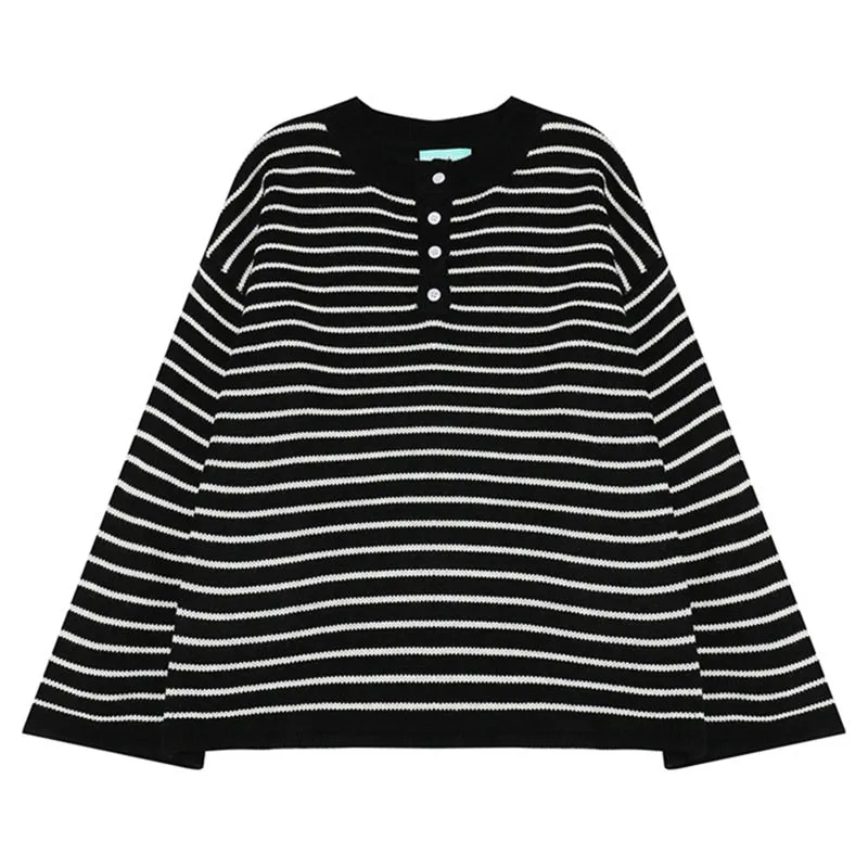 "BLACK STRIPED KNIT" PULLOVER K091706