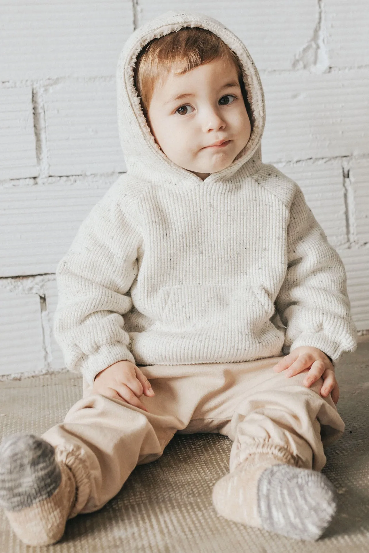 "Moby" Grey Marl Sherpa Lined Hoodie