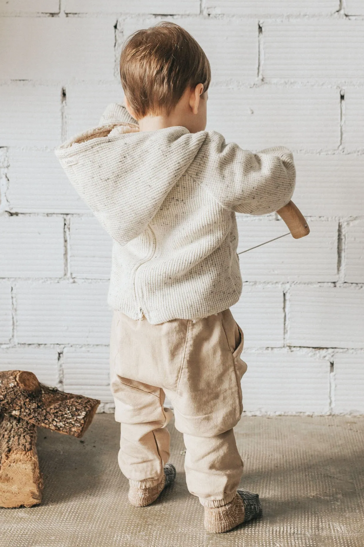 "Moby" Grey Marl Sherpa Lined Hoodie