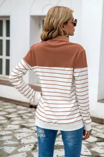 Ragan Striped Contrast Turtleneck Sweater