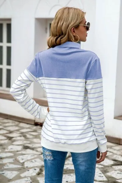 Ragan Striped Contrast Turtleneck Sweater
