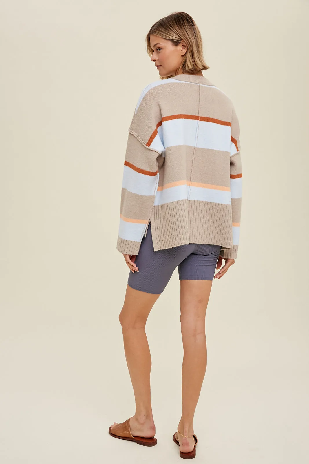 Reverse Stitch Striped Sweater