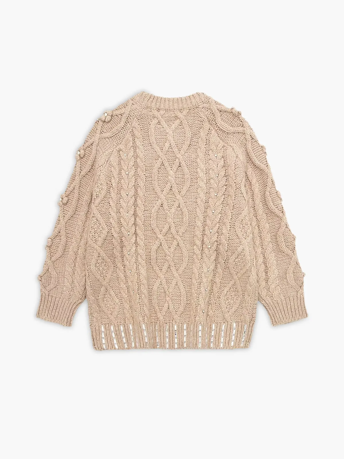 Rhinestone Pullover Twist Sweater
