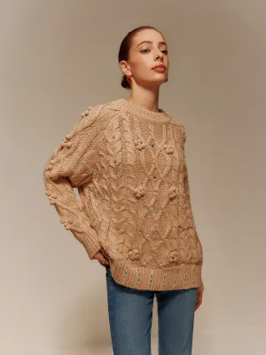 Rhinestone Pullover Twist Sweater