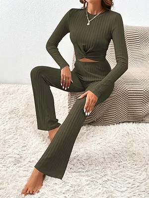 Ribbed Knit Pajama Set