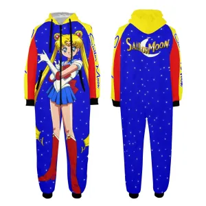 Sailor Moon One-Piece Unisex Zip Up Hooded Pajamas