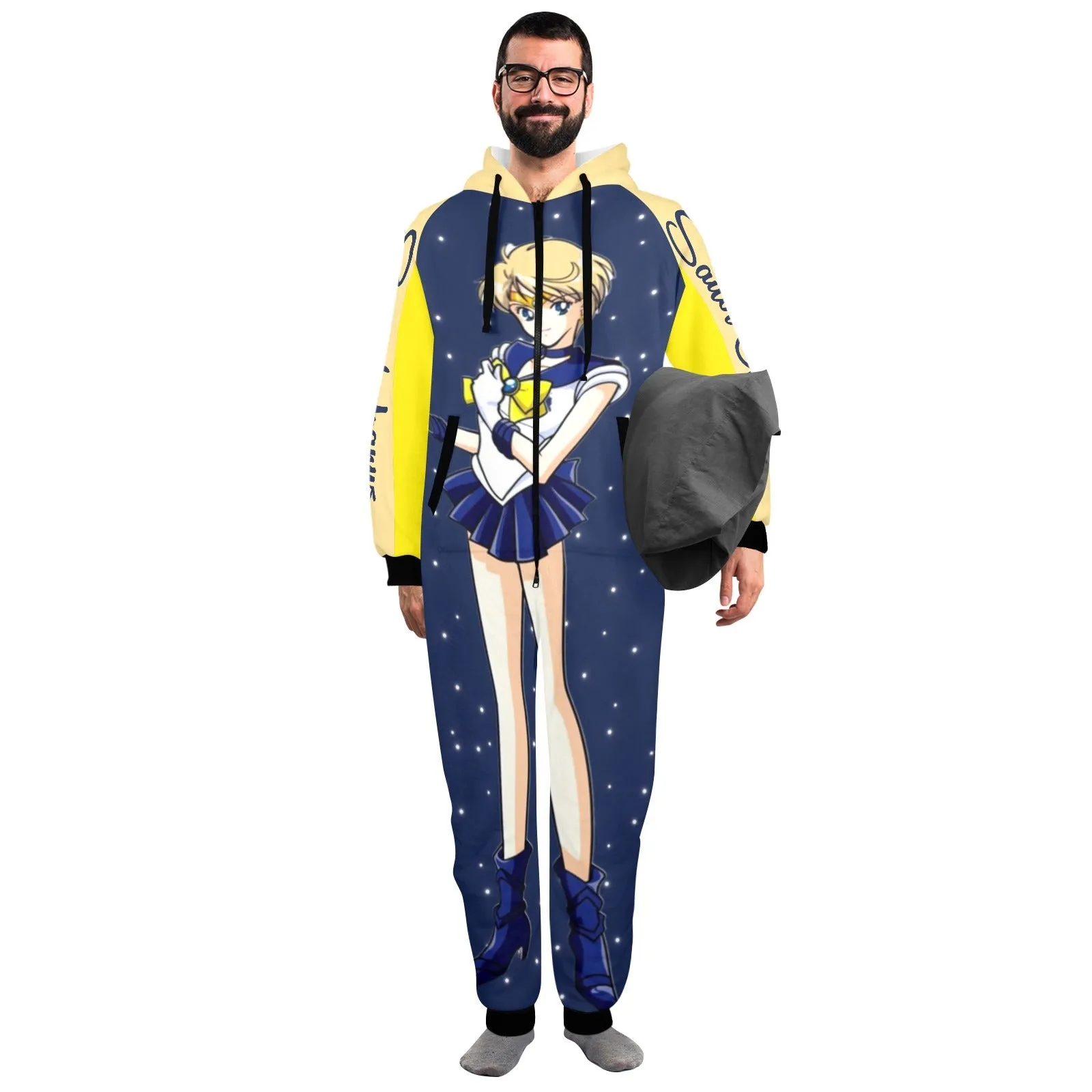 Sailor Uranus One-Piece Unisex Zip Up Hooded Pajamas