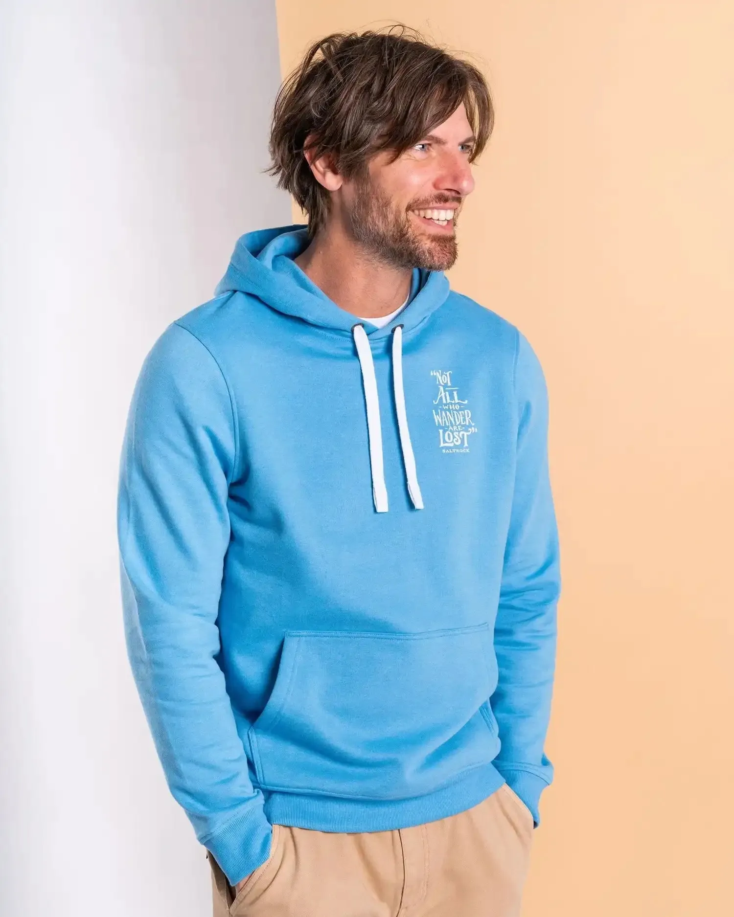 Saltrock Mens Lost Ships Pop Hoodie Light Blue