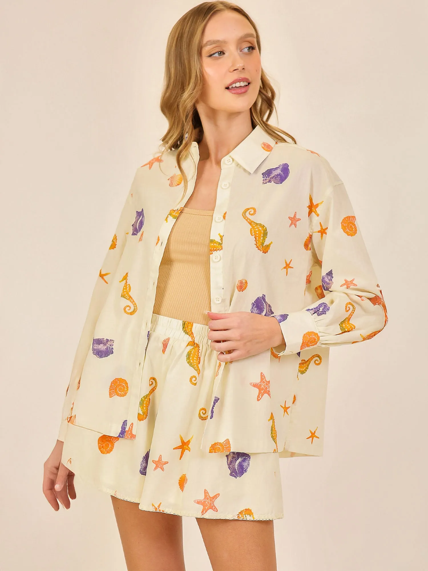 Seashell Oversized Button Down Shirt