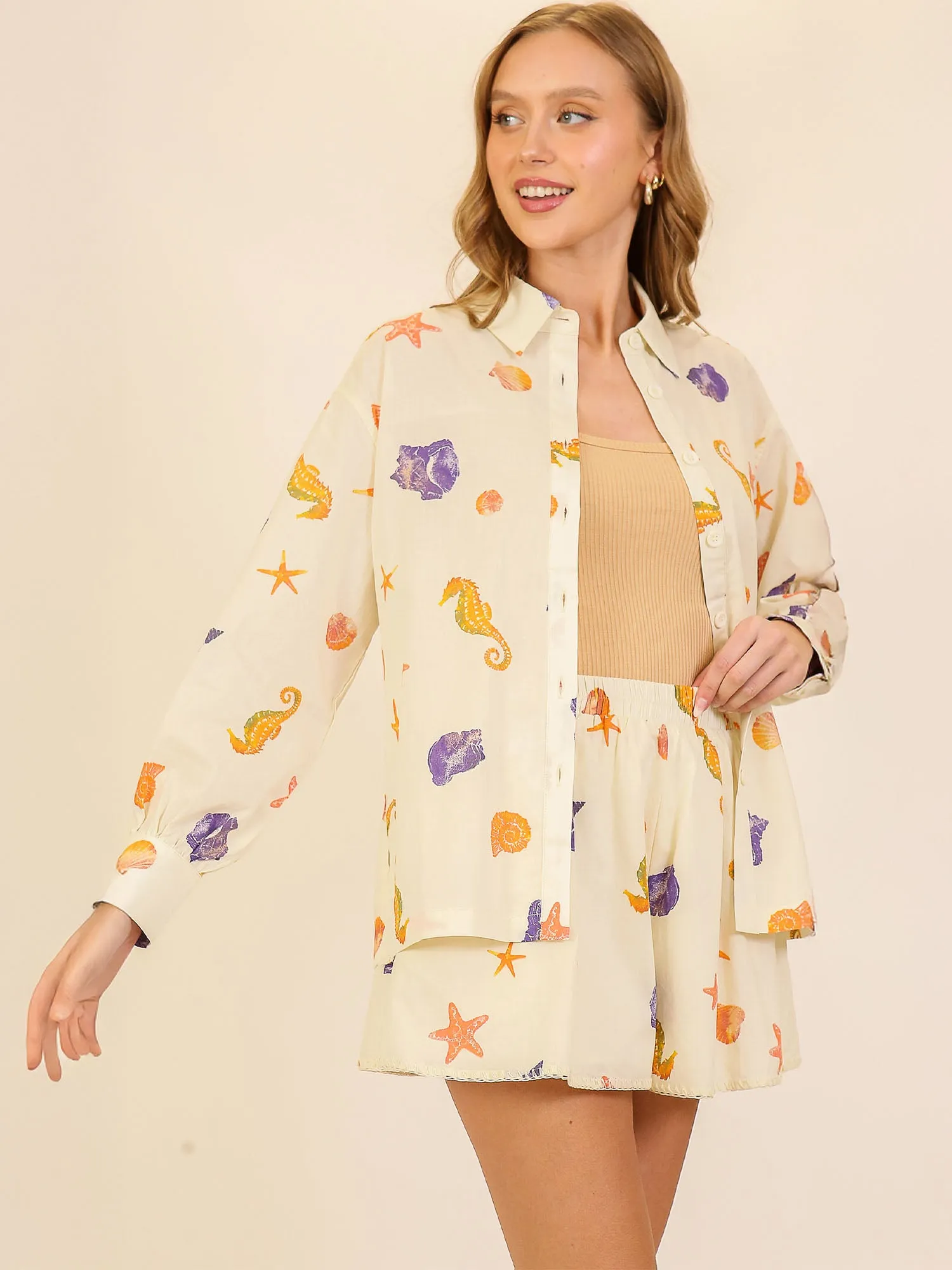 Seashell Oversized Button Down Shirt