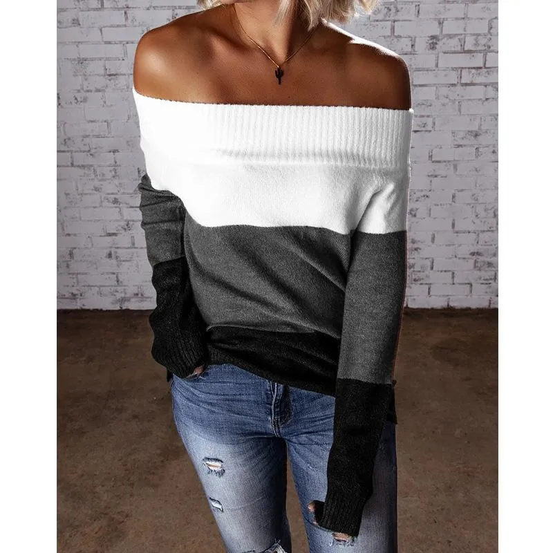 Sexy Off The Shoulder Women Knitting Sweaters