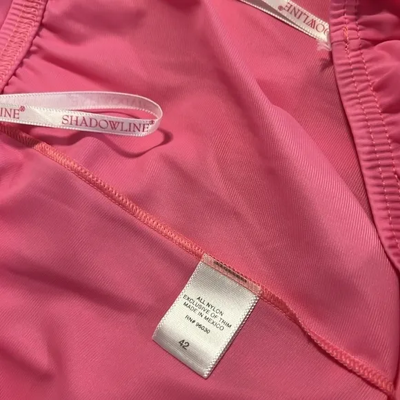 Shadowline pajamas, pink, embroidered neckline. Size 42-New-no tags