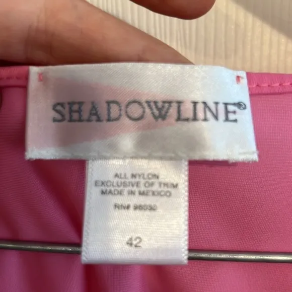 Shadowline pajamas, pink, embroidered neckline. Size 42-New-no tags