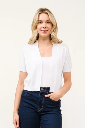 Short Sleeve Open Bolero Cardigan I White