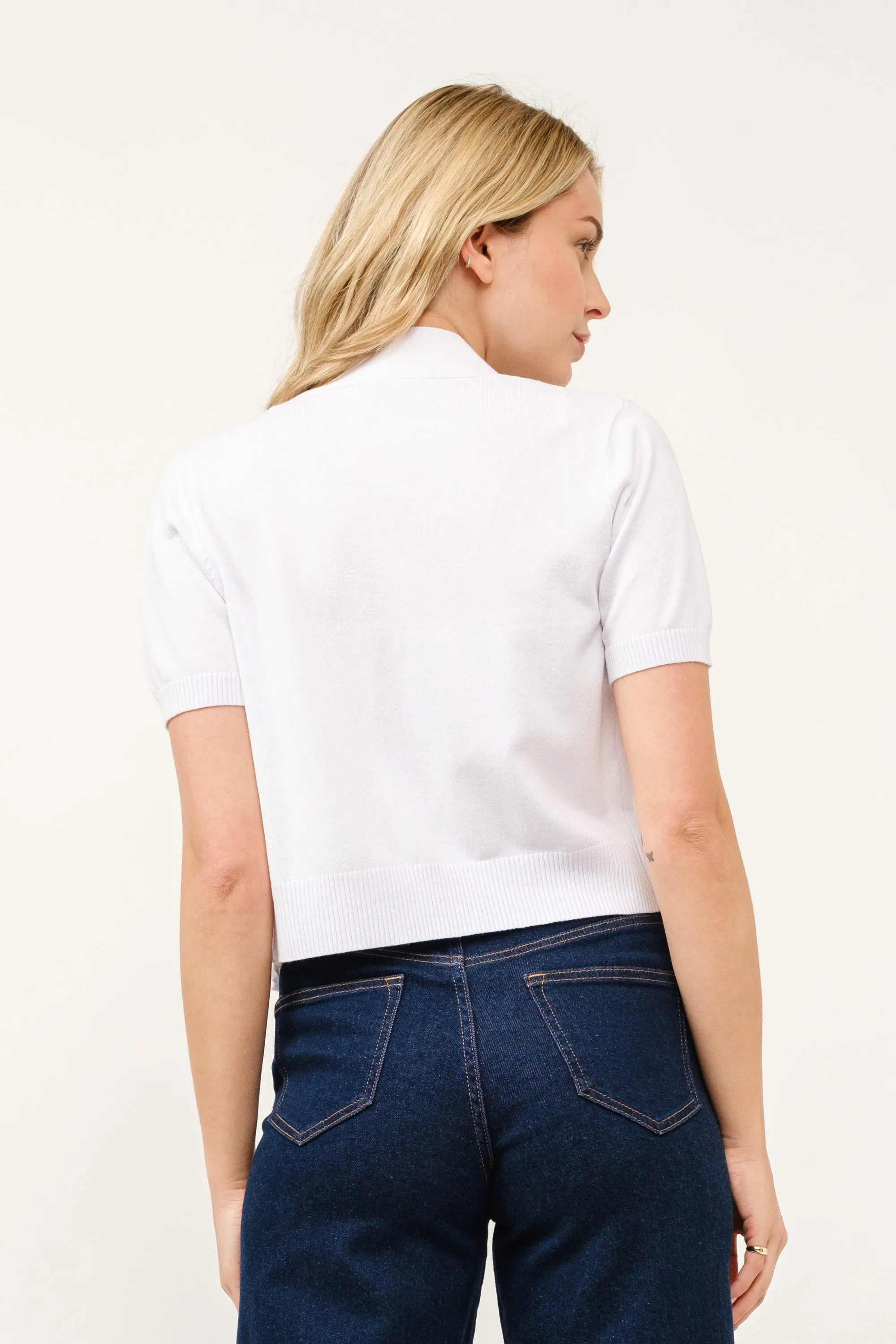 Short Sleeve Open Bolero Cardigan I White