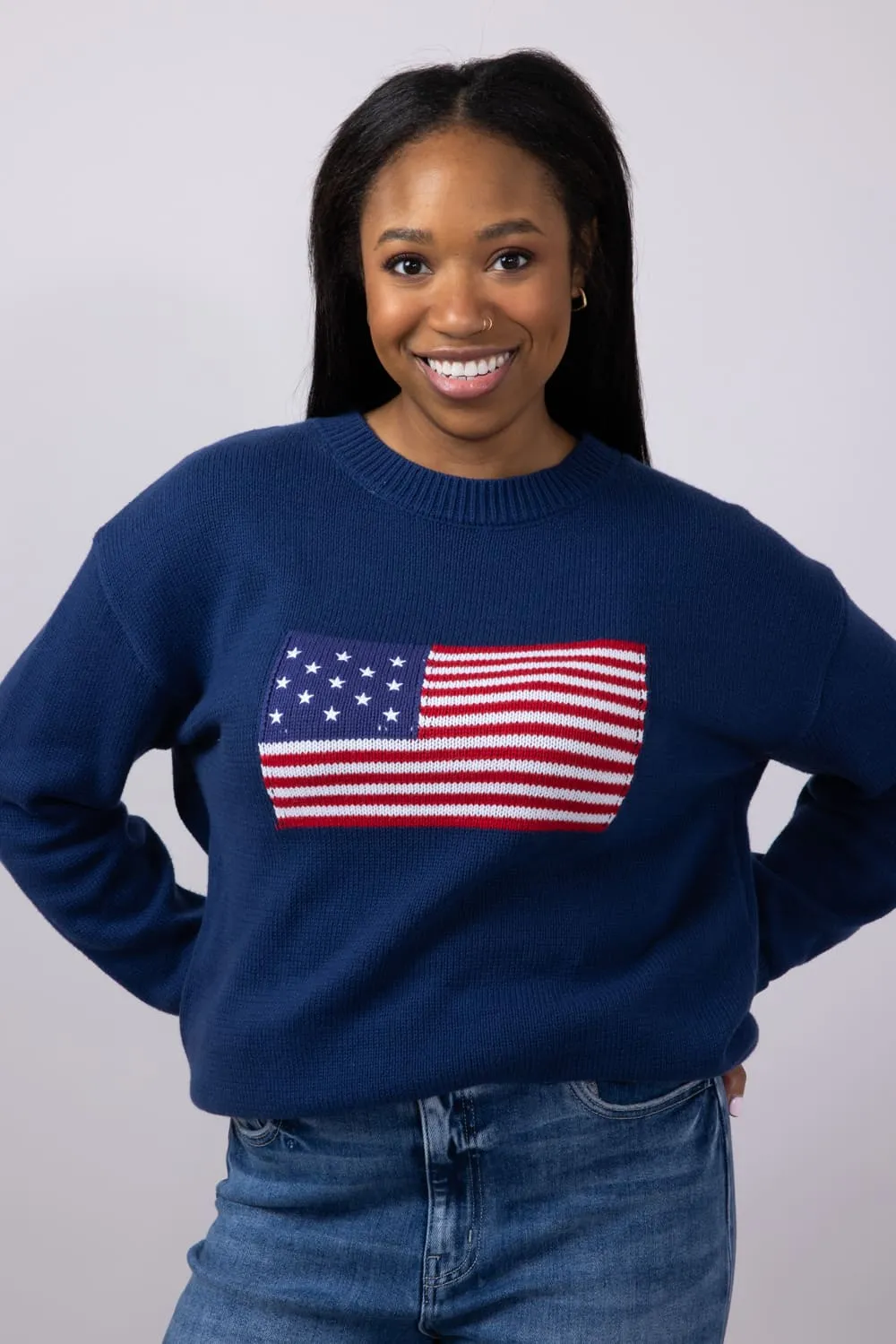 Simply Southern USA Sweater for Women in Navy | 0125-MN-SWTR-USA-NAVY
