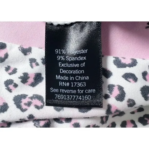 Simply Vera Wang Womens White Pink Leopard Print Pockets Onesie Pajamas Sz L NWT