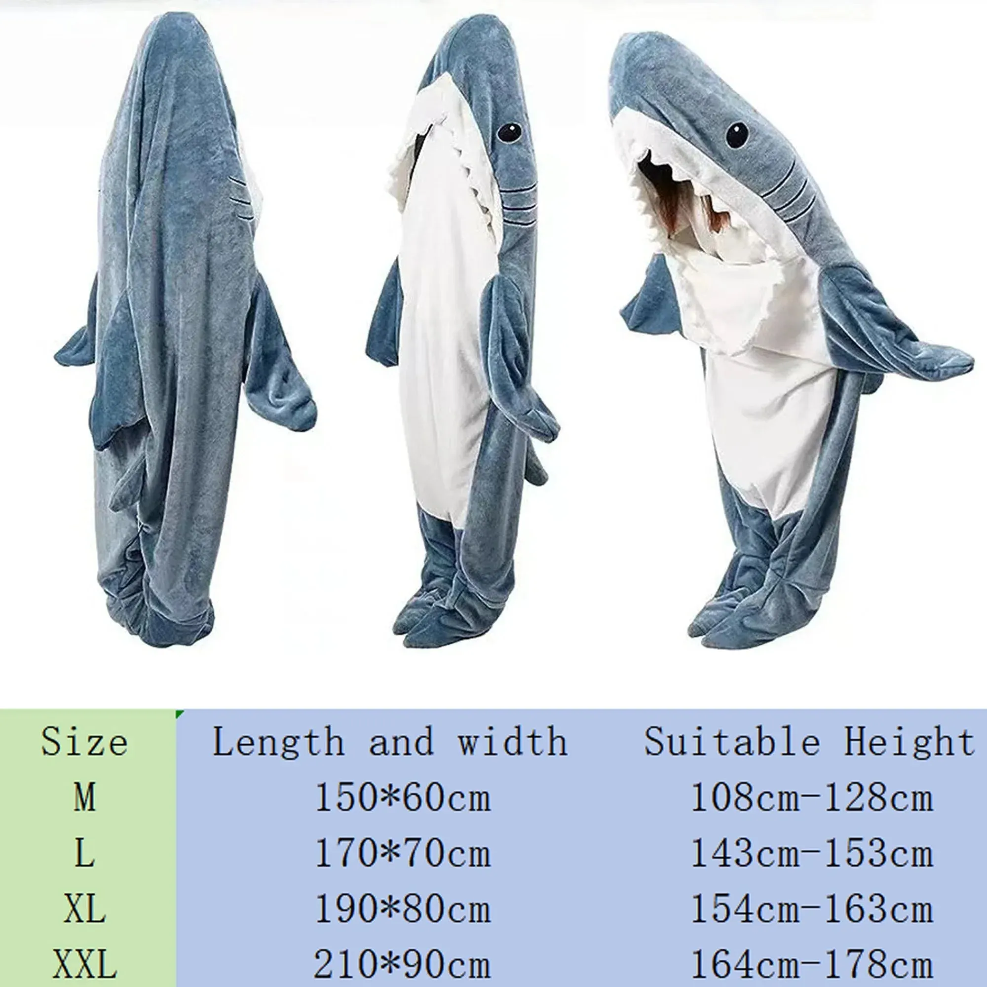 Soft Plush Wearable Shark Blanket Cartoon Animal Onesie Pajamas Cosplay Costume Sleep Bag for Adults Kids Flannel Pink Blue