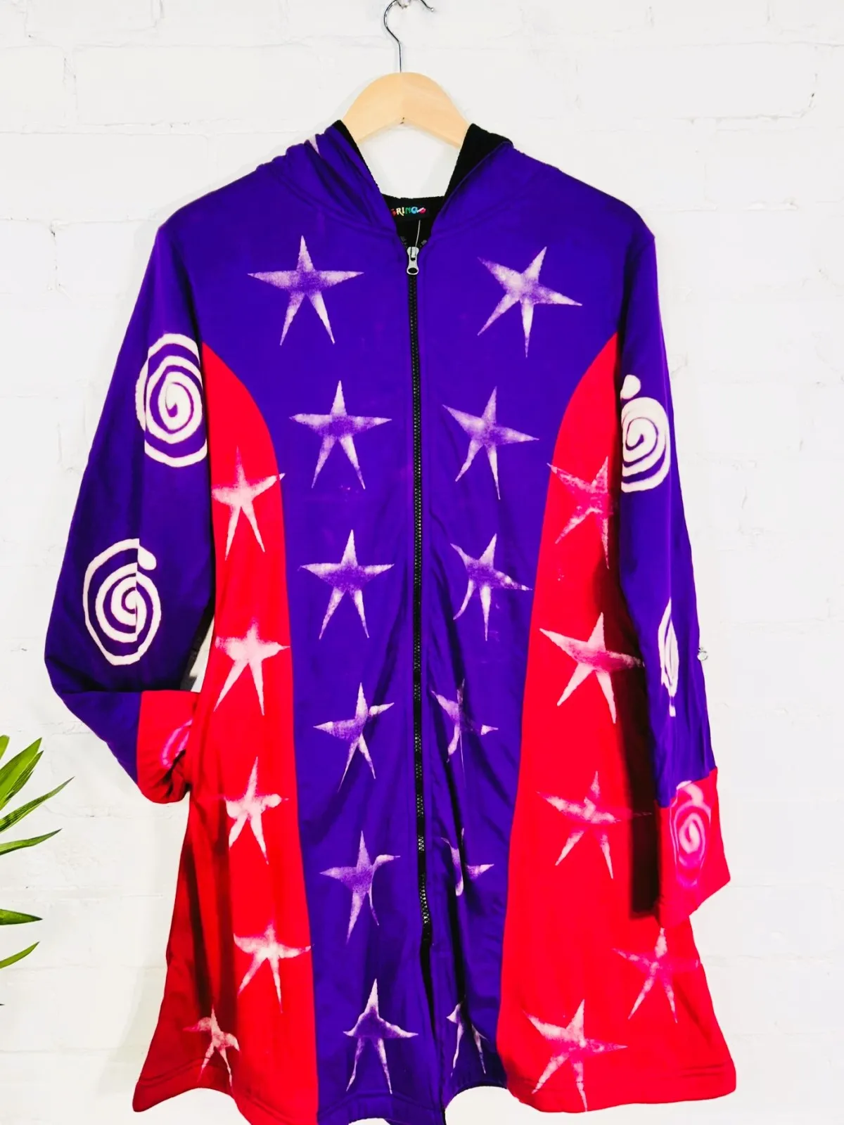 Star Long Lined Zip Hood Top