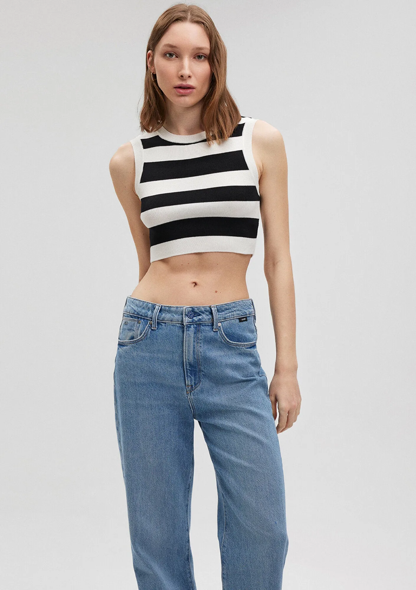 Striped Crop Knit Top