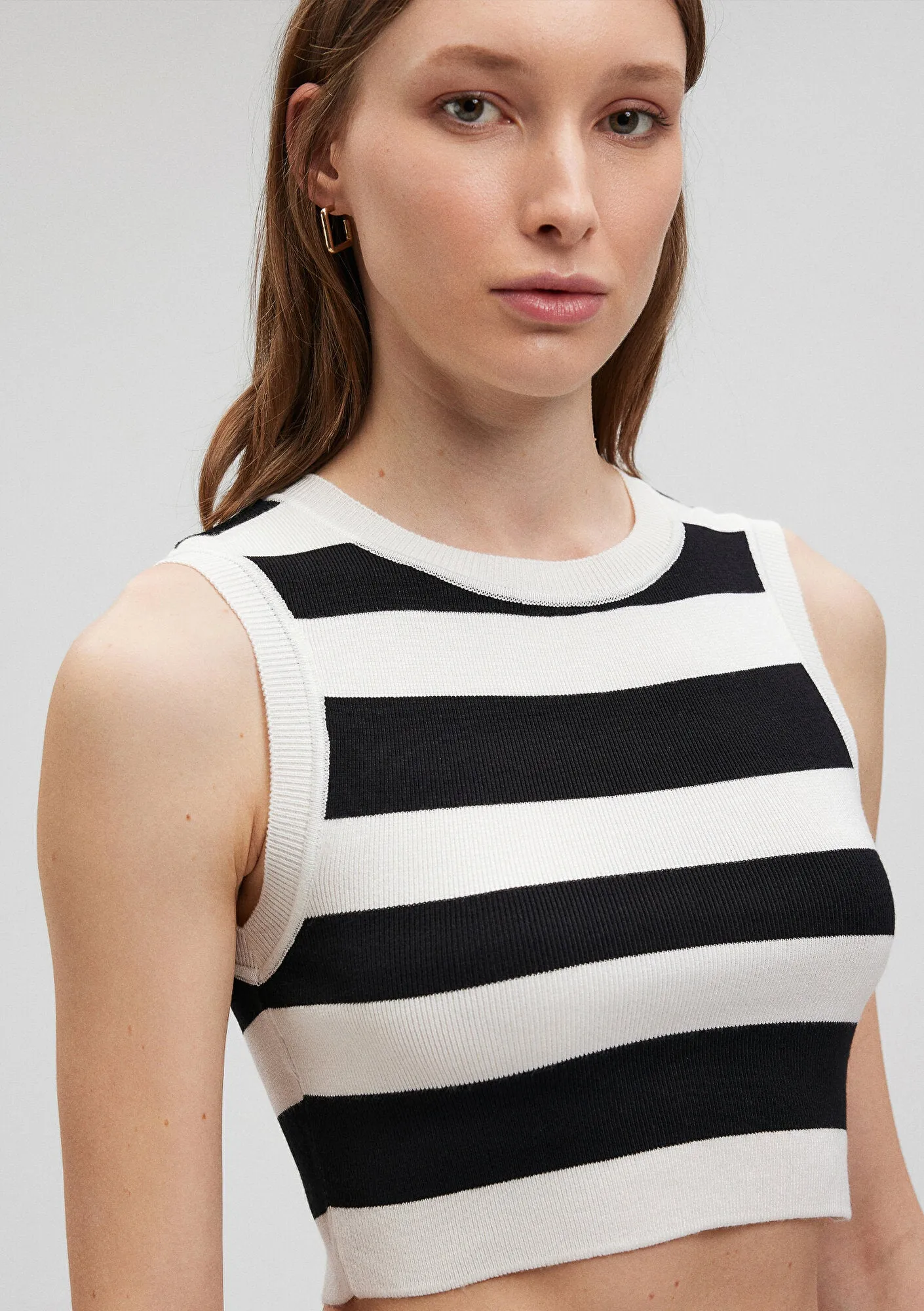 Striped Crop Knit Top