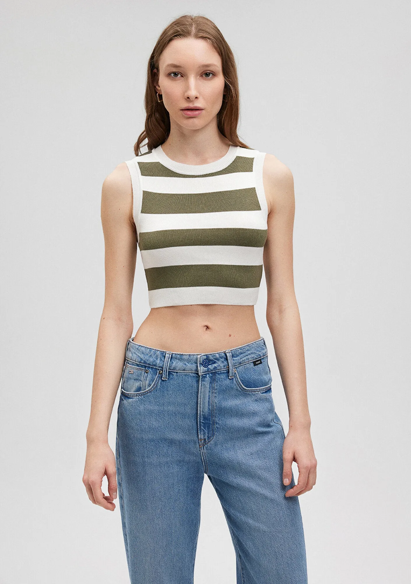 Striped Crop Knit Top