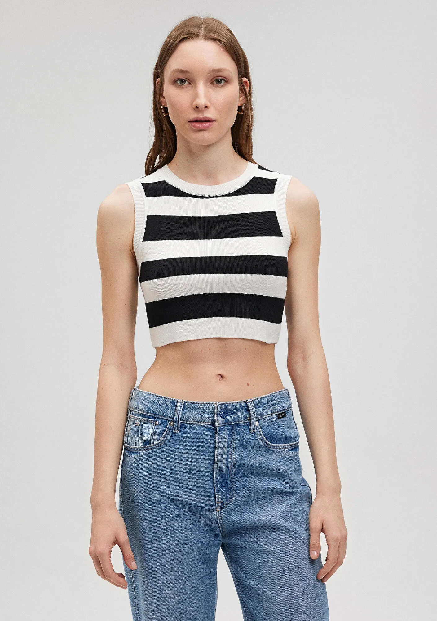 Striped Crop Knit Top
