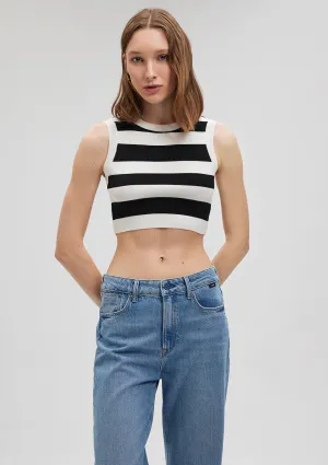 Striped Crop Knit Top