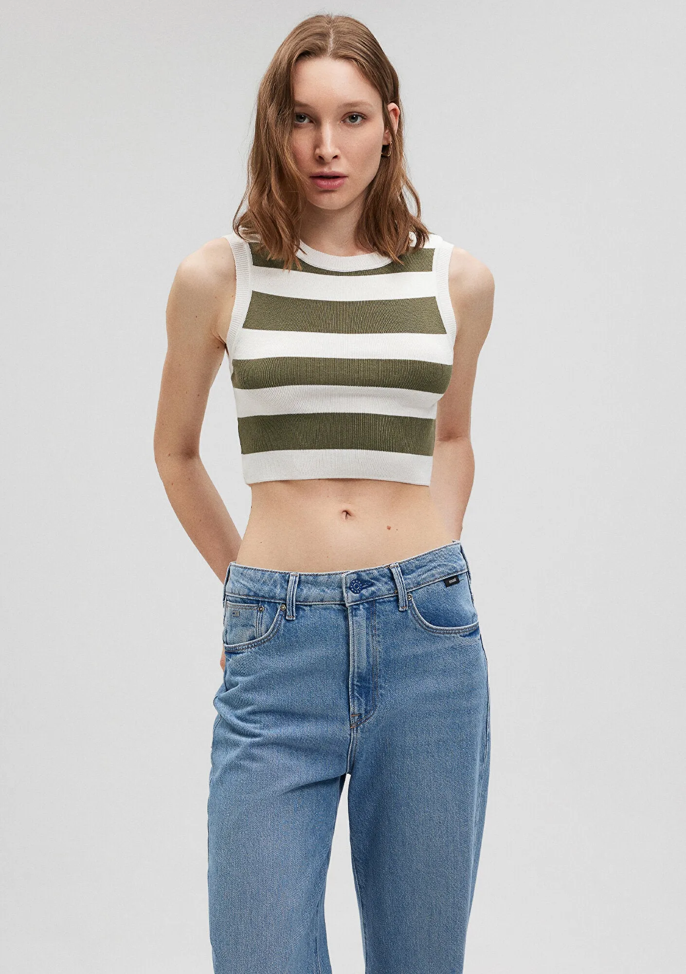 Striped Crop Knit Top