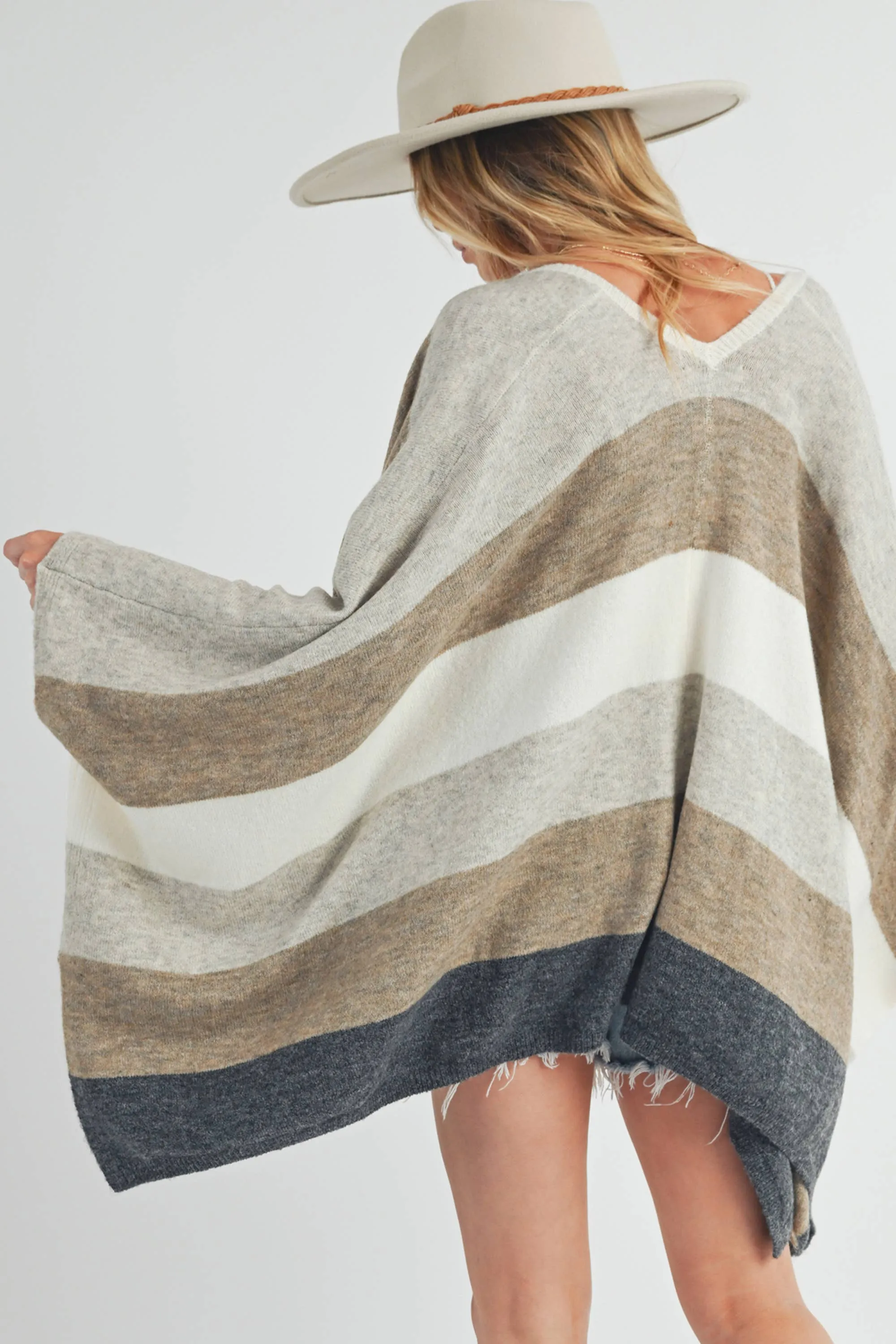 Striped Poncho Cardigan