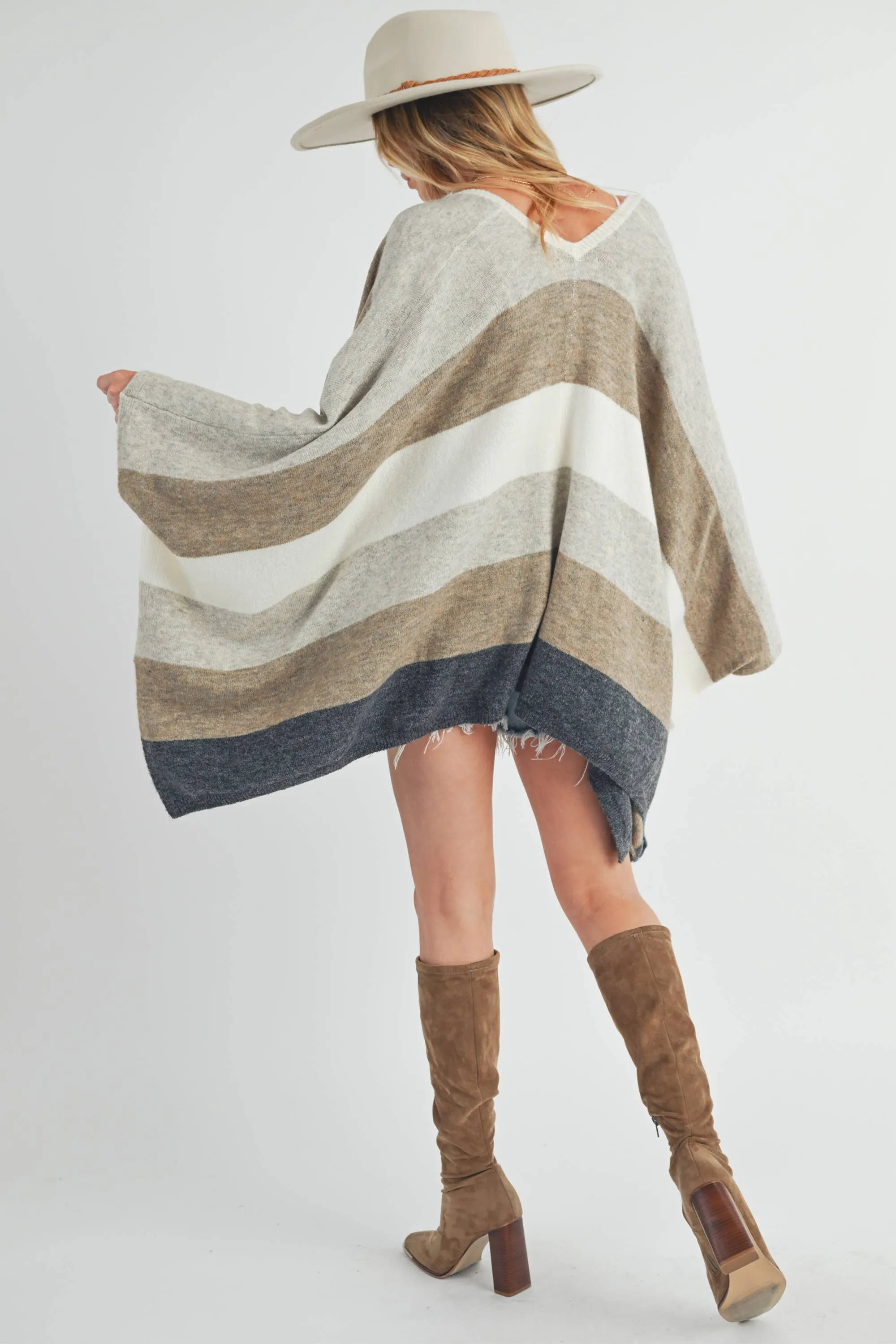 Striped Poncho Cardigan