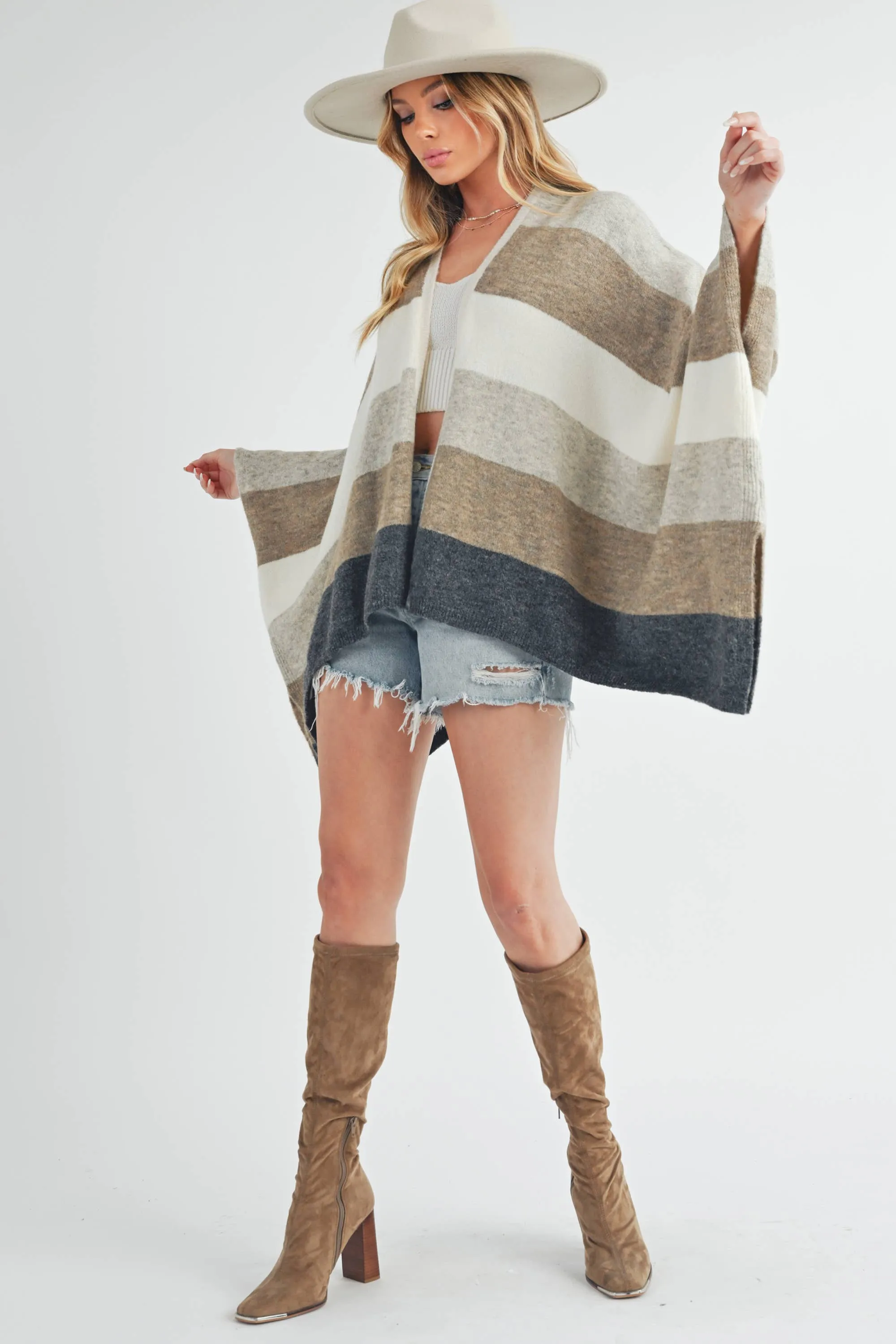 Striped Poncho Cardigan