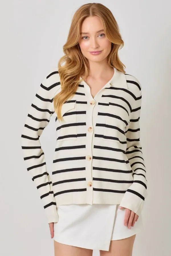STRIPED SWEATER JACKET