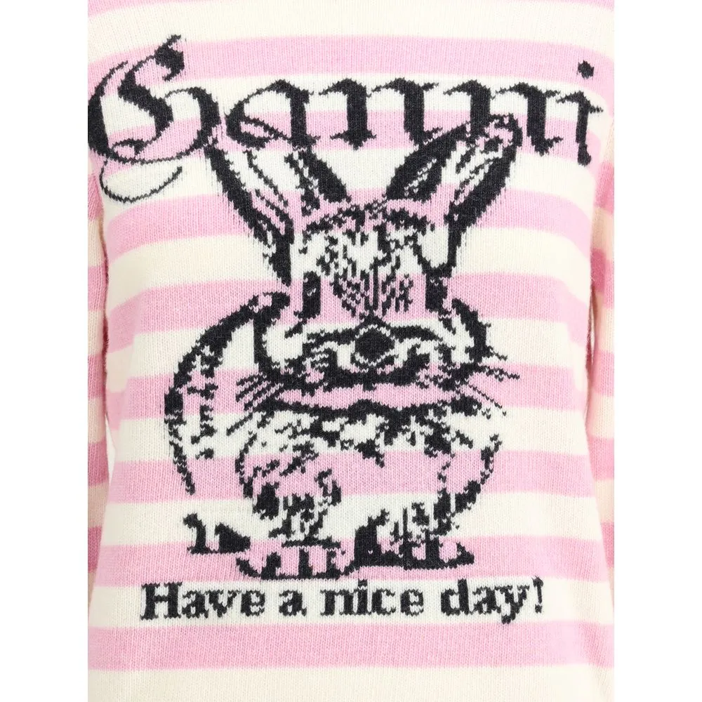 Striped sweater with rabbit