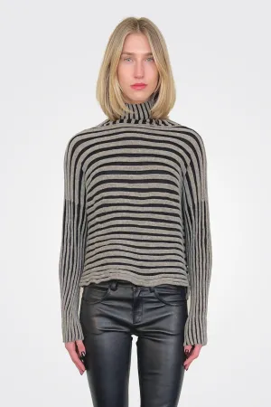 Striped Turtleneck - Black Storm