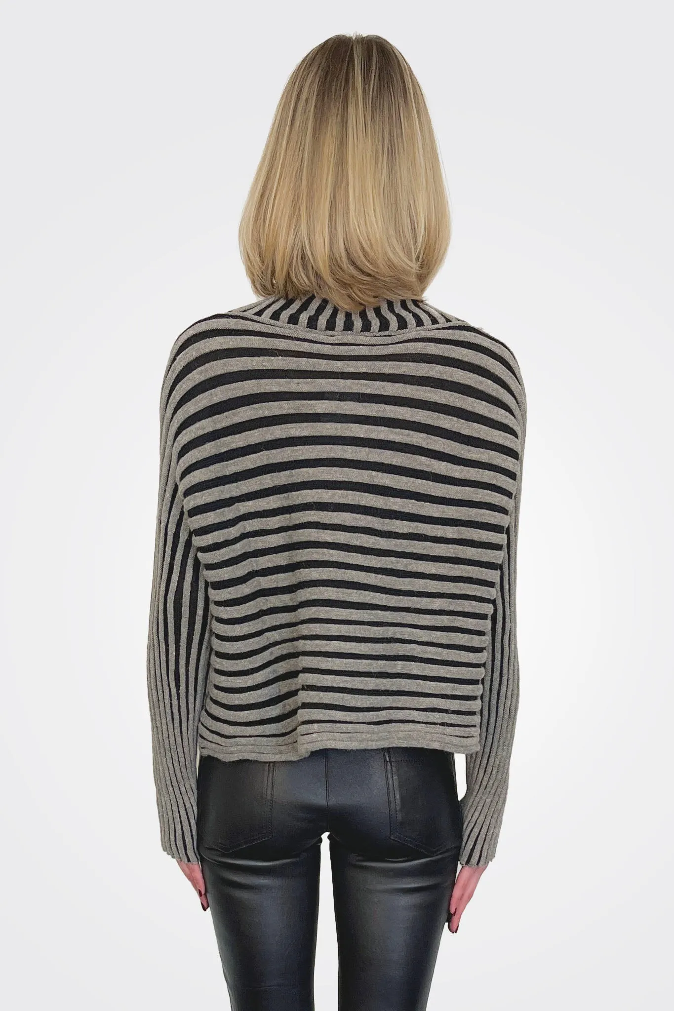 Striped Turtleneck - Black Storm