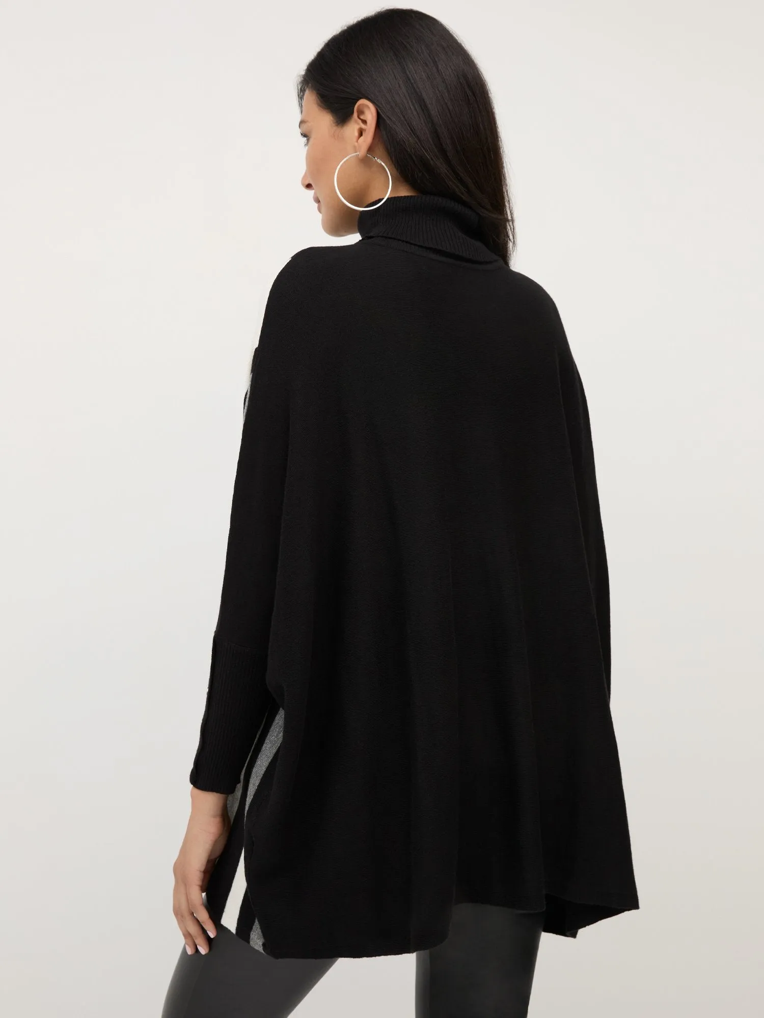 Striped Turtleneck Poncho