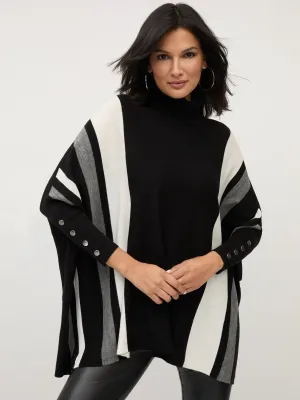 Striped Turtleneck Poncho