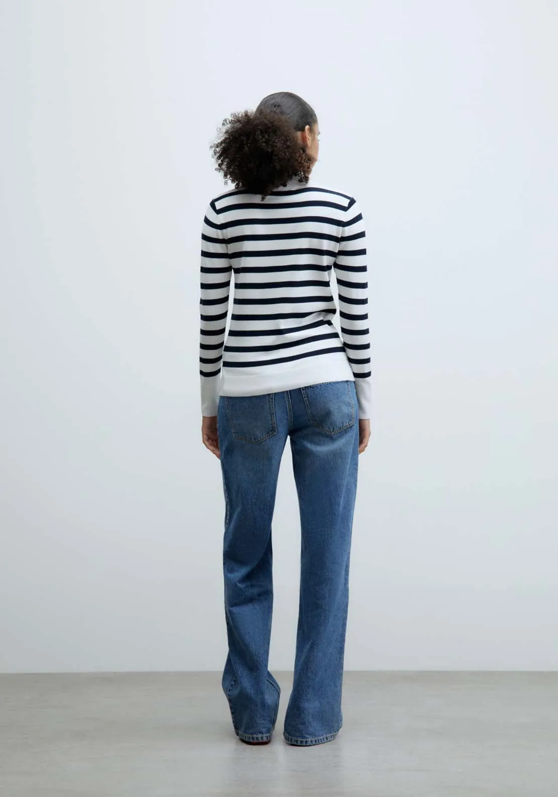 Stripes high-neck sweater - White