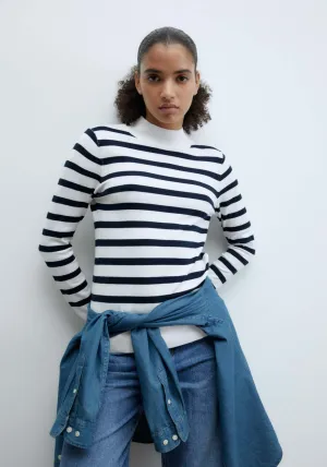 Stripes high-neck sweater - White
