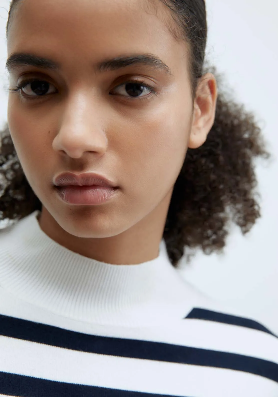 Stripes high-neck sweater - White