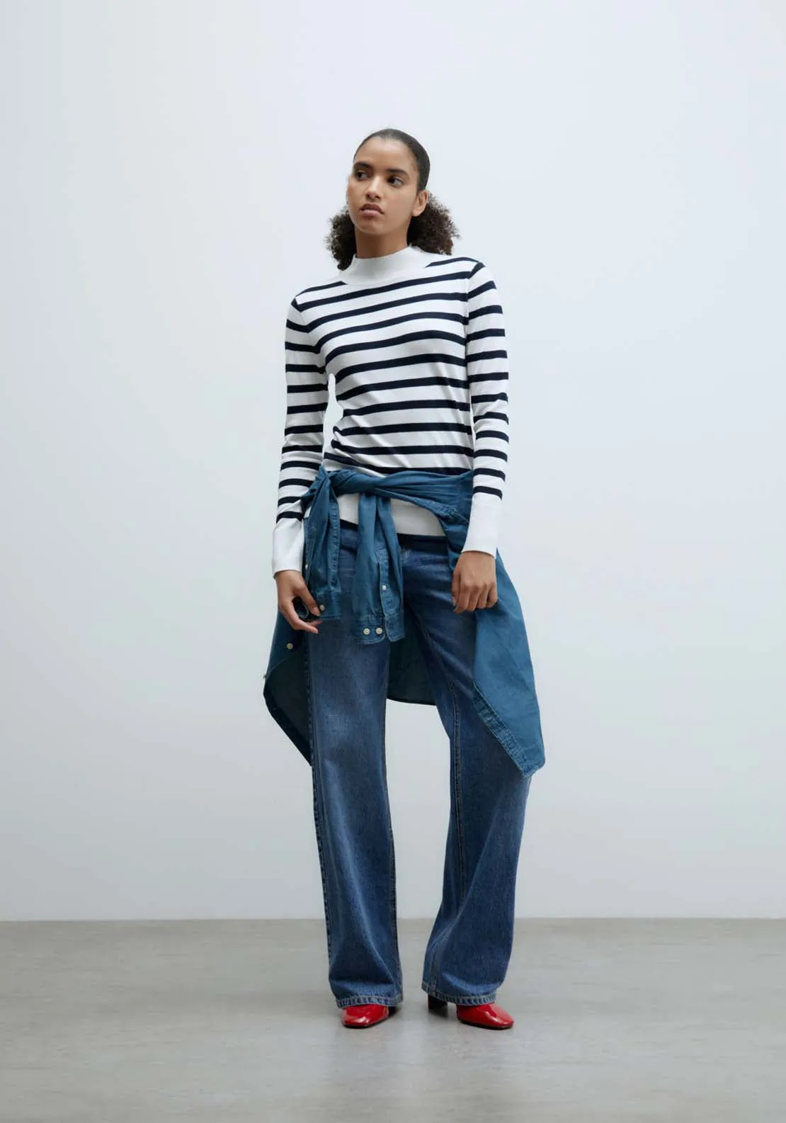 Stripes high-neck sweater - White
