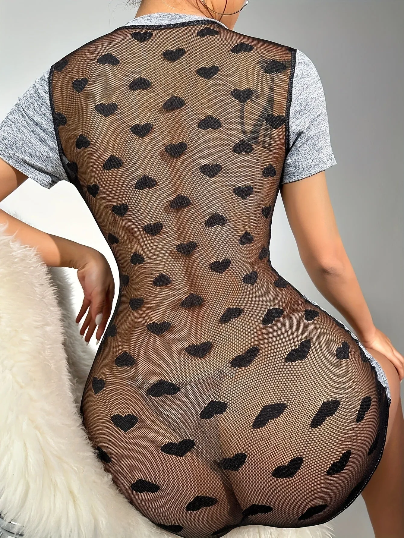 Sultry Short-Sleeved V-Neck Patchwork Lounge Jumpsuit