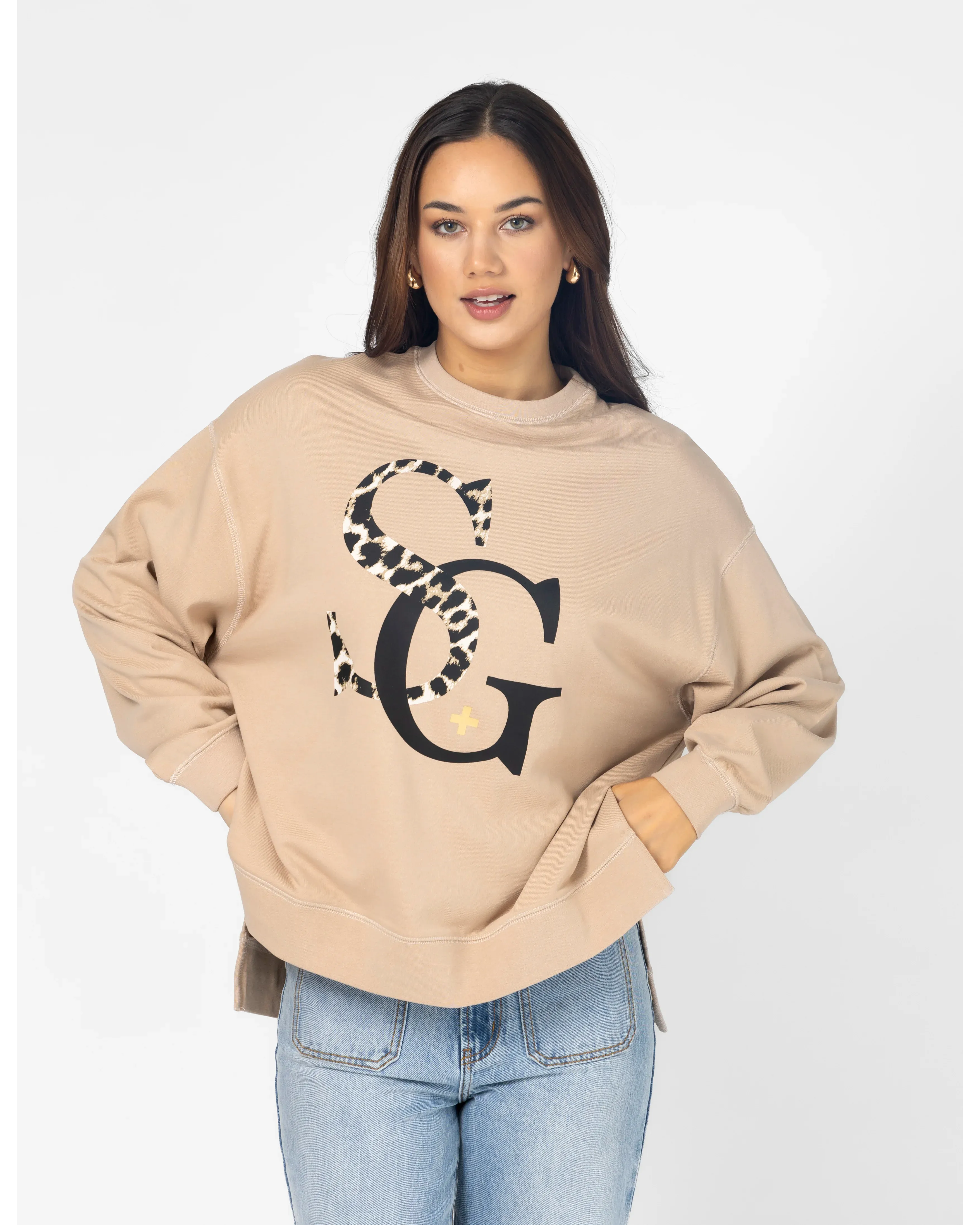 Sunday Sweater Leopard Logo - Concrete
