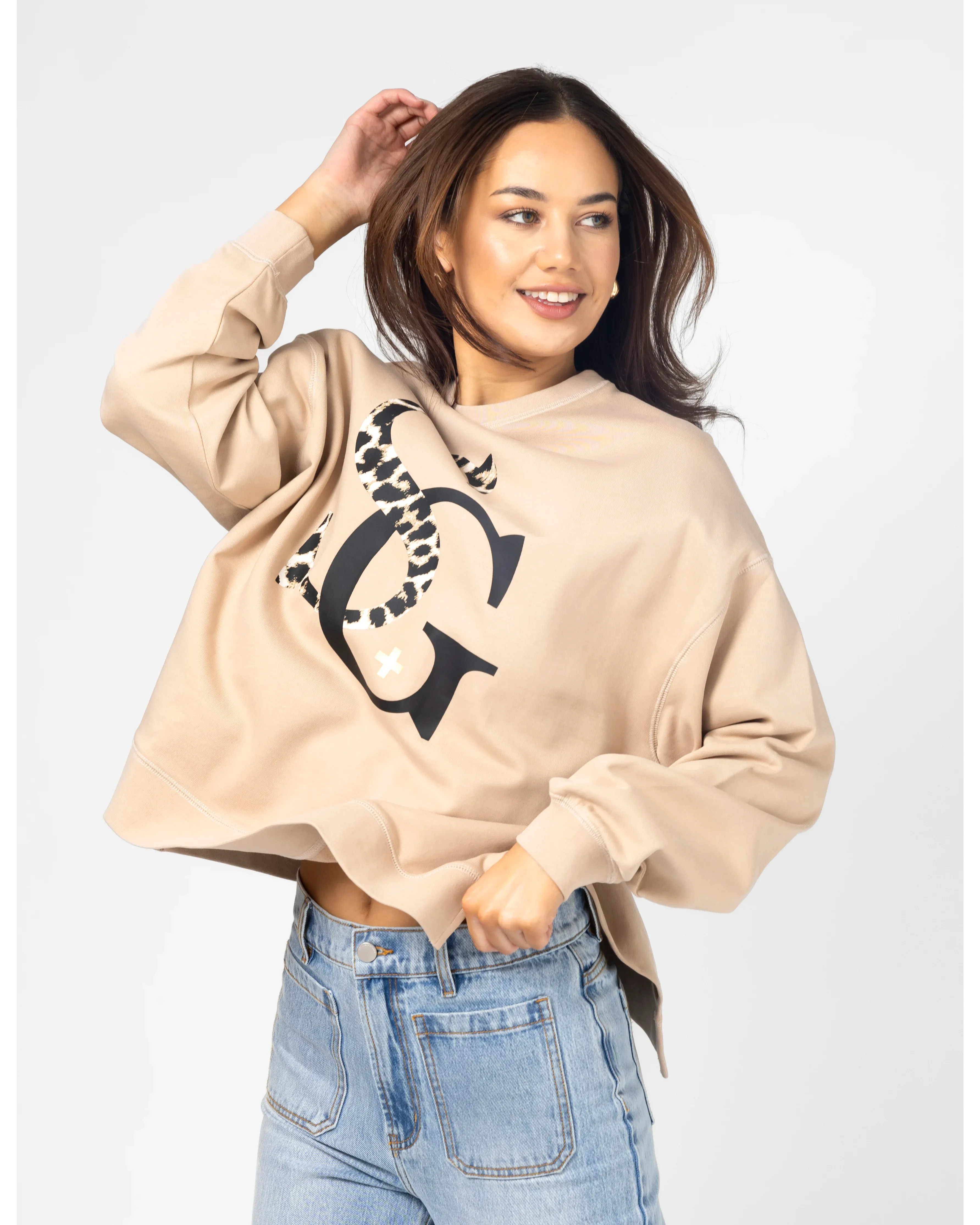 Sunday Sweater Leopard Logo - Concrete