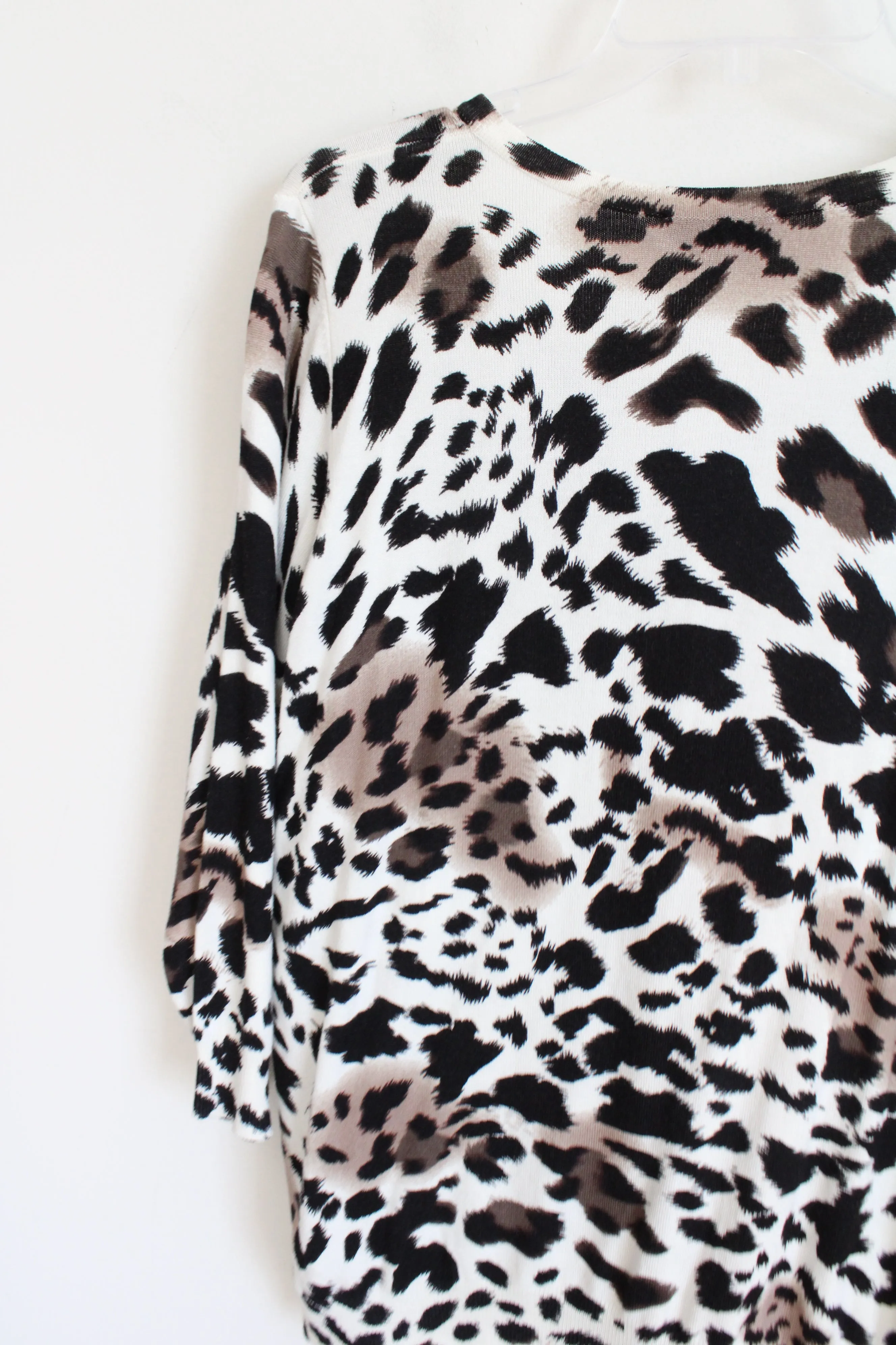 Susan Graver Cheetah Print Beaded Knit Cardigan | L