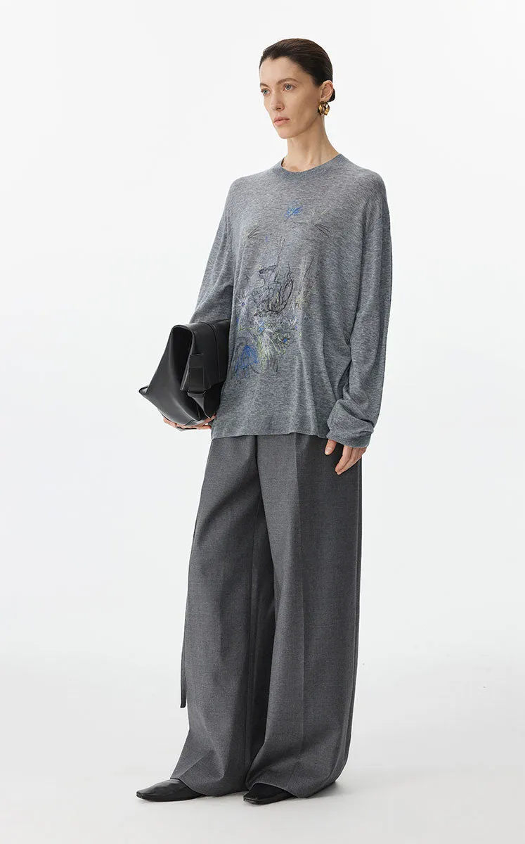 Sweater / JNBY Embroidered Oversized Knit Sweater