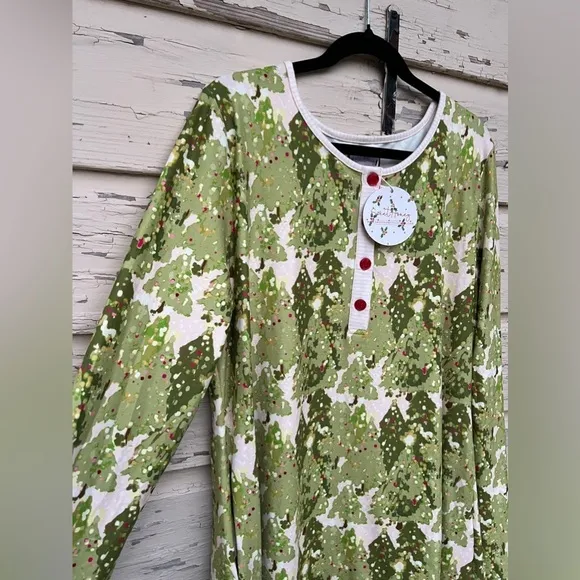 SweetHoney Clothing Holly Christmas Holiday Soft Cozy Pajamas Nightgown XL NWT