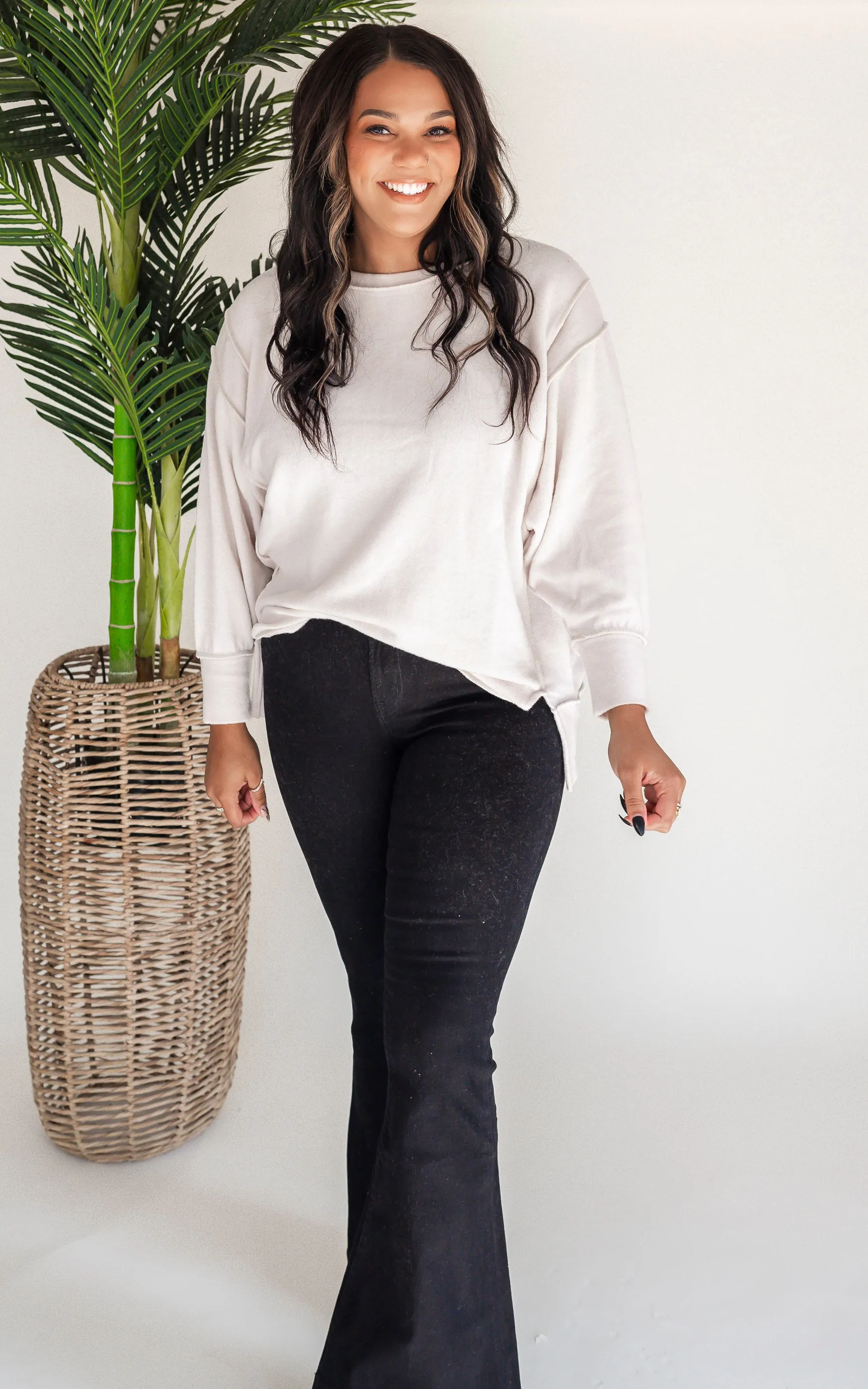 The Melanie Brushed Melange Hacci Oversized Sweater - Final Sale